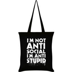 Grindstore IÃÂ´m Not Anti-Social IÃÂ´m Anti-Stupid Tote Bag (One Size) (Black/White)